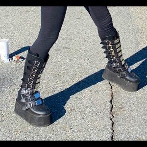 **WORN ONCE** Damned-318 Demonias Knee-High Platform Boots